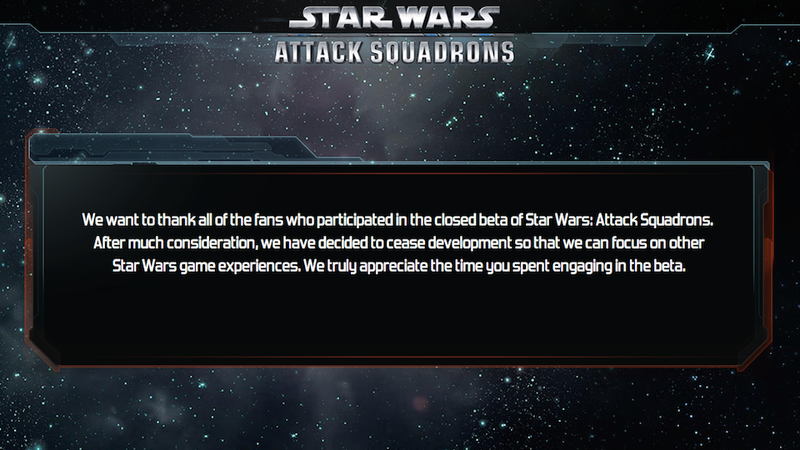 Illustration for article titled New Star Wars Space Combat Game Already Cancelled